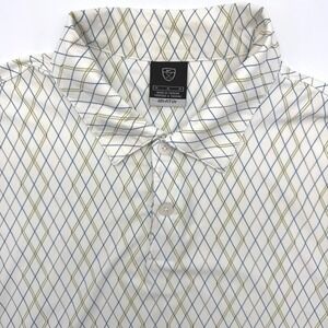 Nike Golf Polo Shirt Mens M White Blue Argyle Dri-FIT UV Short Sleeve 128901